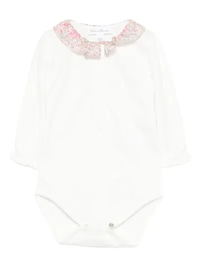 Tartine Et Chocolat Babies' Floral-collared Body In White