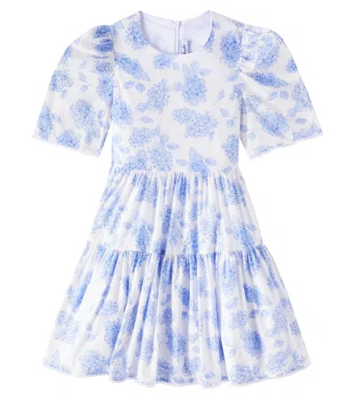 Tartine Et Chocolat Kids' Floral Cotton Dress In Blue