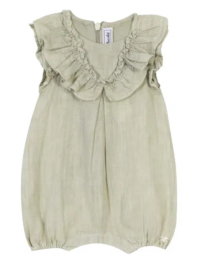 Tartine Et Chocolat Babies' Floral-embroidered Body In Green