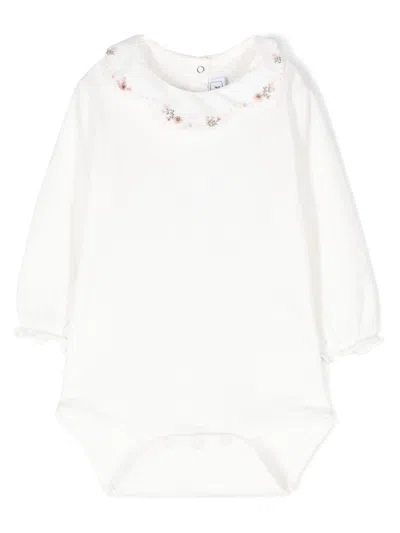 Tartine Et Chocolat Babies' Floral-embroidered Body In White