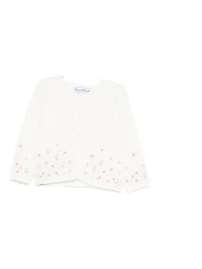 Tartine Et Chocolat Babies' Floral-embroidered Cardigan In White