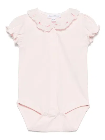 Tartine Et Chocolat Babies' Floral-embroidered-collar Body In Pink