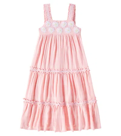 Tartine Et Chocolat Kids' Floral Embroidered Cotton Dress In Pink