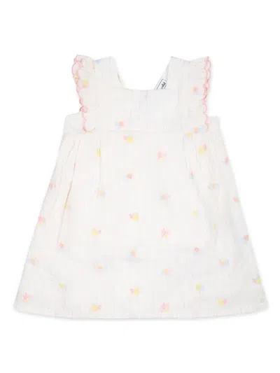 Tartine Et Chocolat Babies' Floral-embroidered Cotton Dress In White