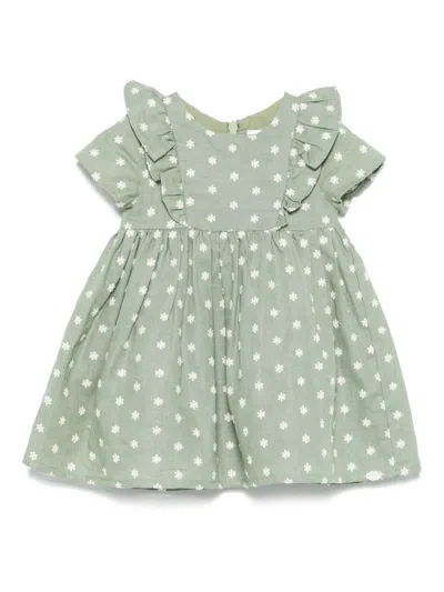 Tartine Et Chocolat Babies' Floral-embroidered Dress In Green