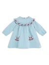 Tartine Et Chocolat Floral-embroidered Gingham Dress In Blue