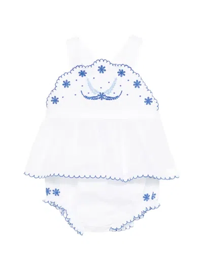 Tartine Et Chocolat Babies' Floral Embroidered Short Sets In White