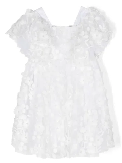 Tartine Et Chocolat Kids' Floral-embroidered Tulle Dress In White