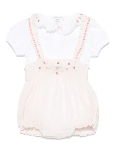 Tartine Et Chocolat Babies' Floral-embroidery Body In Pink