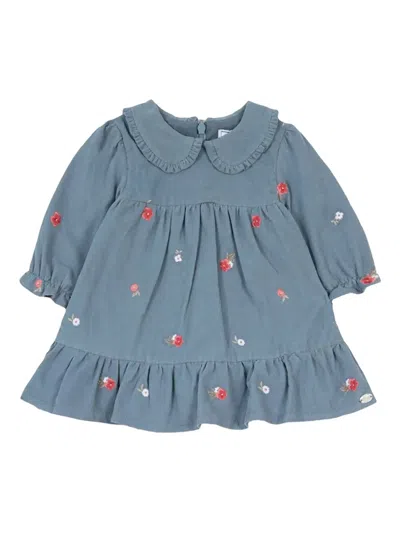 Tartine Et Chocolat Babies' Floral-embroidery Dress In Blue
