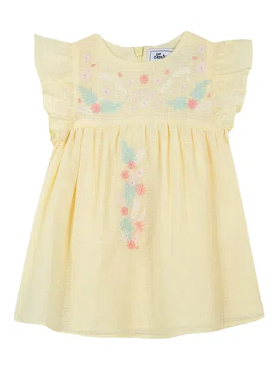 Tartine Et Chocolat Kids' Floral-embroidery Dress In Yellow