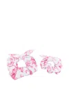 Tartine Et Chocolat Floral-print Bow Hair Ties In Pink