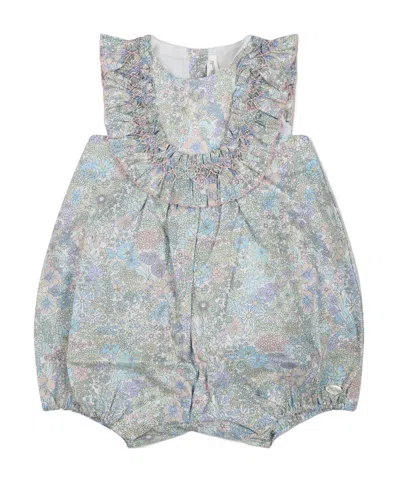 Tartine Et Chocolat Floral-print Cotton Romper In Gray