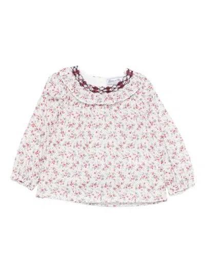 Tartine Et Chocolat Babies' Floral-print Embroidered Top In White