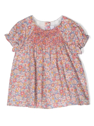 Tartine Et Chocolat Babies' Floral-print Short-sleeve Top In Rosa