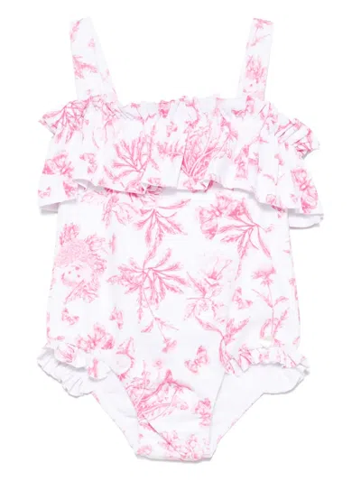 Tartine Et Chocolat Babies' Floral-print Swimsuit In White