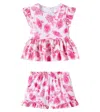 Tartine Et Chocolat Floral Ruffled Cotton Top And Shorts Set In White