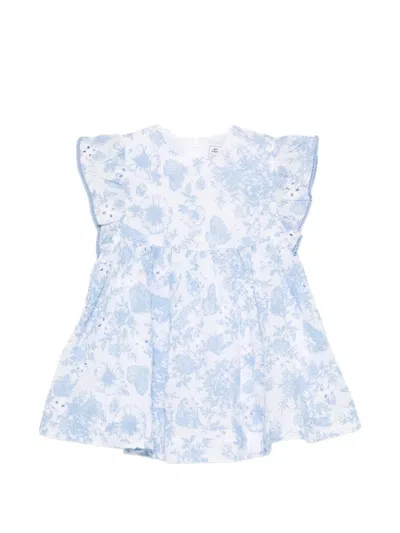 Tartine Et Chocolat Babies' Floral Ruffled-detail Dress Set In Blue