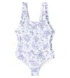 Tartine Et Chocolat Floral Ruffled Swimsuit In Blue