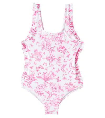 Tartine Et Chocolat Kids' Floral Ruffled Swimsuit In Multicoloured