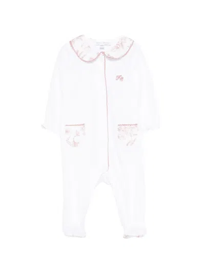 Tartine Et Chocolat Babies' Floral-print Collar Pajamas In White