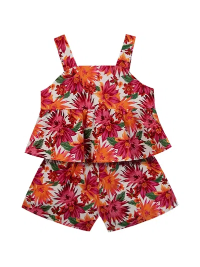 Tartine Et Chocolat Kids' Floral-print Short Set In Red