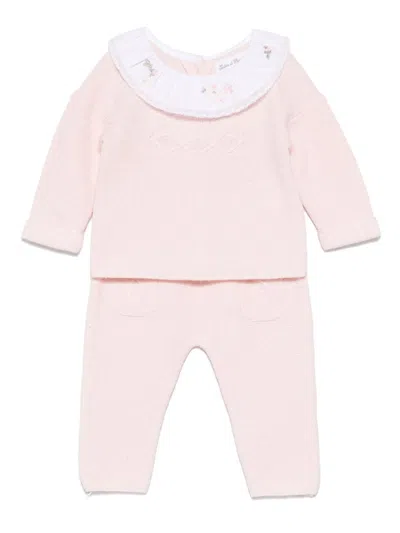 Tartine Et Chocolat Babies' Flower Sweetness Trousers Set In Pink