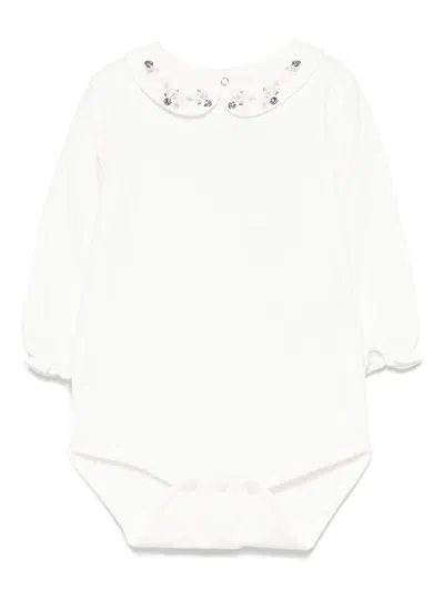Tartine Et Chocolat Babies' Flowery-embrodery Body In White