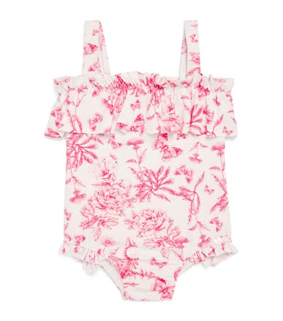 Tartine Et Chocolat Kids' Frilled Toile Swimsuit In Pink