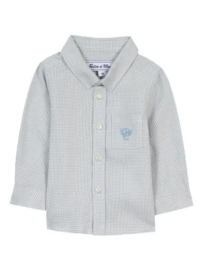 Tartine Et Chocolat Babies' Gingham-check Shirt In Gray