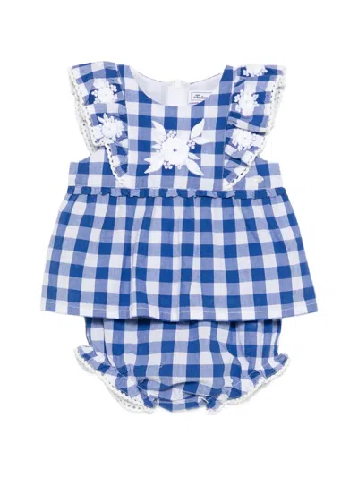 Tartine Et Chocolat Babies' Gingham Embroidered Shorts Set In Blue