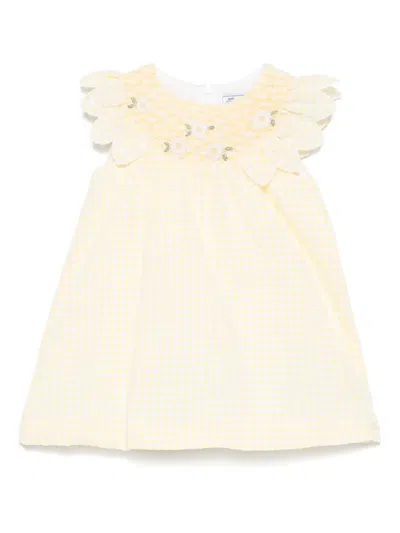 Tartine Et Chocolat Babies' Gingham-pattern Dress In Yellow