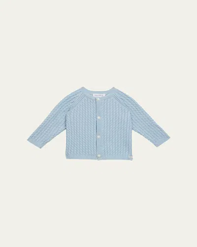 Tartine Et Chocolat Kids' Girl's Cable Knit Cardigan In Bleu Celeste