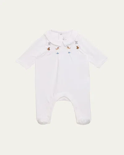 Tartine Et Chocolat Babies' Girl's Embroidered Footie Pajamas In Blanc