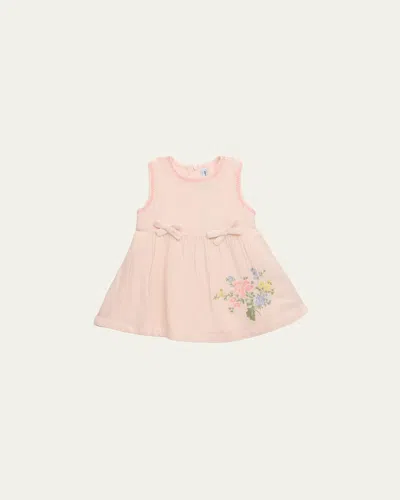 Tartine Et Chocolat Kids' Girl's Floral Embroidered A-line Dress In Rose Pale