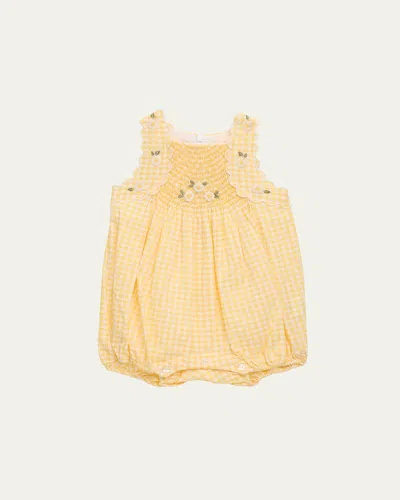 Tartine Et Chocolat Kids' Girl's Gingham-print Bubble Romper In Pollen