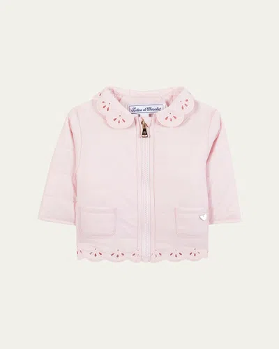 Tartine Et Chocolat Kids' Girl's Quilted Openwork Jacket In Pink