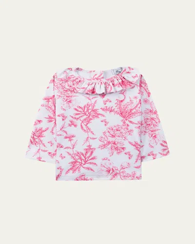 Tartine Et Chocolat Kids' Girl's Ruffle-trim Floral-print Blouse In Multi