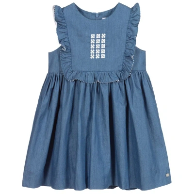 Tartine Et Chocolat Babies'  Girls Blue Cotton Chambray Dress