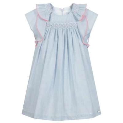 Tartine Et Chocolat Babies'  Girls Blue Smocked Cotton Dress