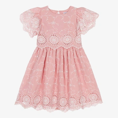 Tartine Et Chocolat Kids'  Girls Dusky Pink Cotton Broderie Anglaise Dress
