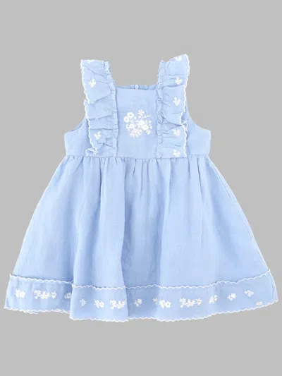 Tartine Et Chocolat Girls Embroidered Ruffle Dress In Blue