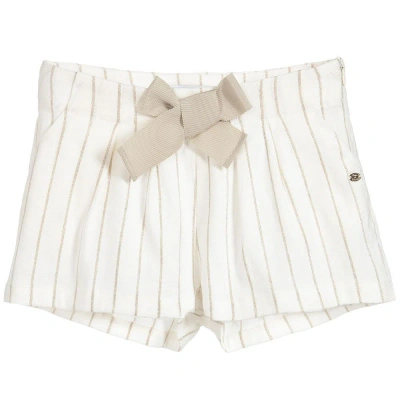 Tartine Et Chocolat Kids'  Girls Ivory Linen Blend Shorts In White