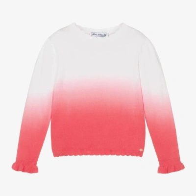 Tartine Et Chocolat Kids'  Girls Pink Ombré Knitted Cotton Sweater