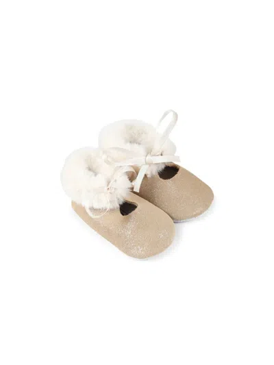 Tartine Et Chocolat Babies' Glitter Ballerina Shoes In Gold