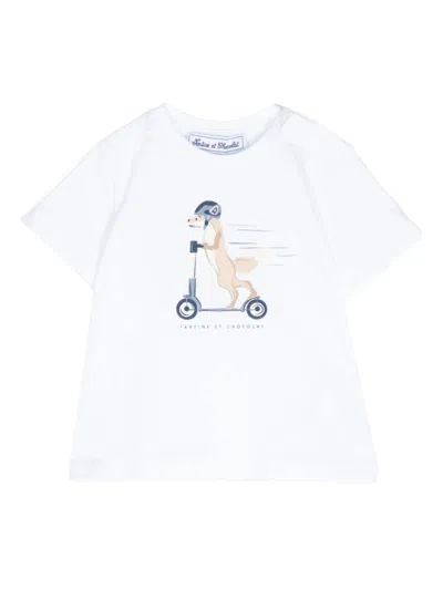 Tartine Et Chocolat Babies' Graphic-print Cotton T-shirt In White