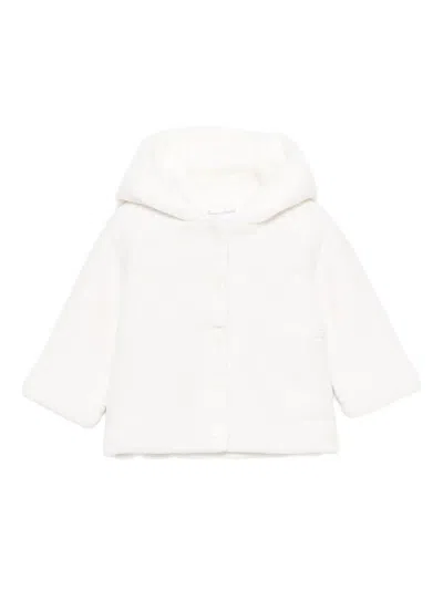 Tartine Et Chocolat Babies' Hooded Cable-knit Cardigan In White