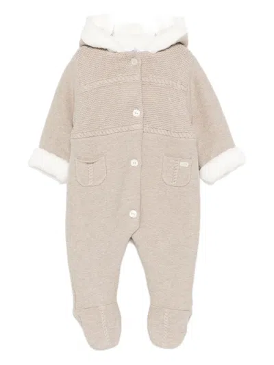 Tartine Et Chocolat Babies' Hooded Pocket Playsuit In Neutral