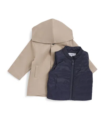 Tartine Et Chocolat Kids' Hooded Trench Coat In Multi