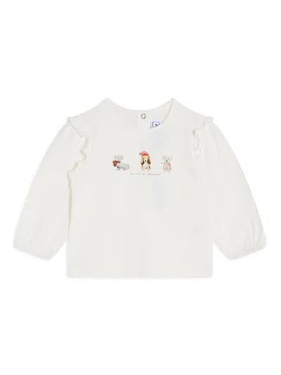 Tartine Et Chocolat Babies' Illustration-print Long-sleeve T-shirt In White